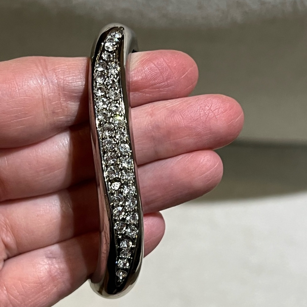 Silver Rhinestone Cuff Bracelet - Picture 2 of 6
